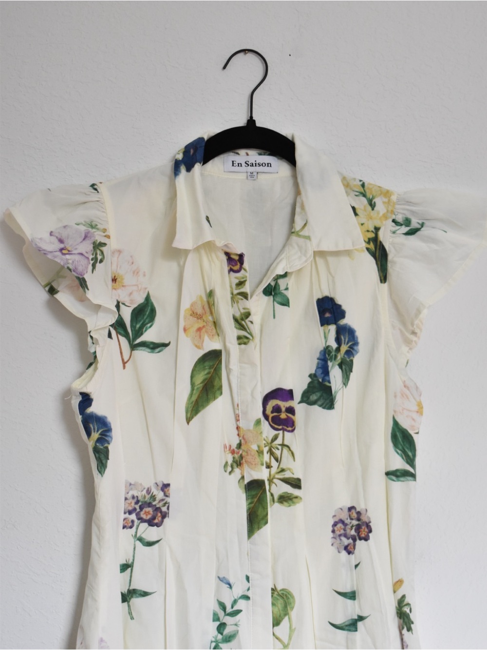 Romantic Floral Anthropologie En Saison Ashley Mini Shirt Dress size Medium - Picture 4 of 9